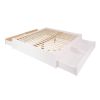 King Size 4 Drawer Storage White Wooden 4 Post Platform Bed  Frame