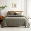 Full/Queen Size 3-Piece Sage Green Faded Stone Washed Cotton Quilt Set