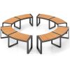 Set of 4 - Round Outdoor Metal Wood Backless Bench - Around Table Tree Fire Pit