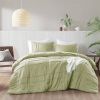Twin/Twin XL Microfiber Pleated Lightweight Soft Comforter Set in Sage Green