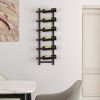 Simple Black Metal Wall Mounted 6-Bottle Wine Rack