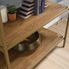 Elegant Gold Metal Display Rack Etagere Bookcase with 5 Wooden Storage Shelves