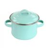 Small 1-Quart Turquoise Enameled Steel Dutch Oven with Lid