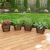 Set of 4 - Small Nursery Style Wooden Garden Planters
