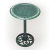 Outdoor Garden Bird Bath Bowl with Stand in Green Bronze Finish