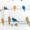 Full Teal Yellow White Floral Birds on Wire Soft Polyester 6 Piece Sheet Set