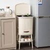8 Gallon Elevated Trash Kitchen Can with Lid and Storage Shelf in Cream