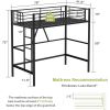 Twin size Black Metal Loft Bed Frame with Ladder - Space Saving Design