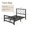Twin Black Metal Platform Bed Frame with Circle Medallion Headboard Footboard