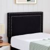 Set of 2 - Twin Dorm Style Black Tufted Upholstered Platform Bed with Headboard