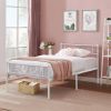 Twin size White Metal Platform Bed Frame with Headboard and Footboard