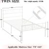Twin size White Metal Platform Bed Frame with Headboard and Footboard
