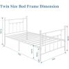 Twin Victorian Style White Metal Platform Bed Frame with Headboard Footboard