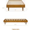 Twin size Mid-Century Modern Platform Bed Frame in Light Wood Finish