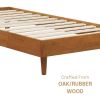 Twin size Mid-Century Modern Platform Bed Frame in Light Wood Finish