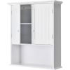 Bathroom Wall Mount Medicine Cabinet with Open Storage Shelf in White
