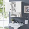 Bathroom Wall Mount Medicine Cabinet with Open Storage Shelf in White