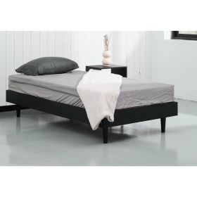 Twin size Mid-Century Modern Platform Bed Frame in Black Wood Finish