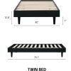 Twin size Mid-Century Modern Platform Bed Frame in Black Wood Finish