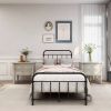 Twin size Farmhouse Black Metal Bed Frame with Rounded Headboard Footboard
