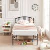 Twin size Black Metal Platform Bed Frame with Arched Headboard