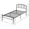Twin size Black Metal Platform Bed Frame with Arched Headboard