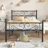 Twin Sturdy Metal Platform Bed Frame with Headboard Footboard in Black Finish
