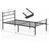 Twin Sturdy Metal Platform Bed Frame with Headboard Footboard in Black Finish