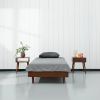 Twin size Mid-Century Modern Platform Bed Frame in Dark Brown Wood Finish