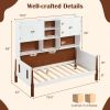 Twin size Vintage White Walnut Daybed with Bookcase Storage Cabinet Headboard