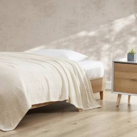 Twin size Cream Bone Lightweight 100-Percent Cotton Blanket - Machine Washable