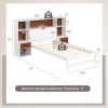 Twin Bed Frame with White Walnut Bookcase Storage Headboard and 2 Nightstands