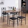 Farmhouse 5-Piece Dining Set with Wood-Top Table and 4 Cushioned Chairs