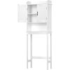 Over the Toilet Bathroom Storage Cabinet Shelving Unit in White Wood Finish