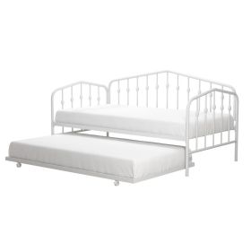 Twin size Modern Industrial White Metal Daybed with Trundle Bed Frame