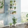 White Over the Toilet Storage Freestanding Modern Metal Wood Shelving Unit
