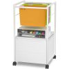 White Metal Wood Rolling File Cabinet with Open File Hanging Bar