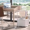 White Metal Wood Rolling File Cabinet with Open File Hanging Bar