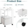 White Metal Wood Rolling File Cabinet with Open File Hanging Bar