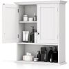 Wall Mounted Bathroom Medicine Cabinet with Open Storage Shelf in White
