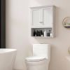 Wall Mounted Bathroom Medicine Cabinet with Open Storage Shelf in White