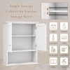 Wall Mounted Bathroom Medicine Cabinet with Open Storage Shelf in White