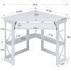 Corner Computer Desk with Keyboard Tray Storage Shelves in White