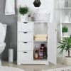Modern Farmhouse 4-Drawer Bathroom Linen Cabinet in White Wood Finish