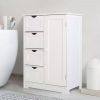 Modern Farmhouse 4-Drawer Bathroom Linen Cabinet in White Wood Finish