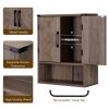 Farmhouse Bathroom Wall Cabinet with Towel Bar in Taupe Grey Brown Wood Finish
