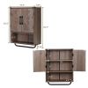Farmhouse Bathroom Wall Cabinet with Towel Bar in Taupe Grey Brown Wood Finish