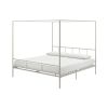 King size Modern Metal Canopy Bed Frame with Headboard and Footboard in White