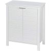 Bathroom Linen Cabinet with Storage Shelf in White Wood Finish