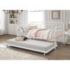 Twin size Traditional White Rounded Iron Daybed with Roll Out Trundle Bed Frame